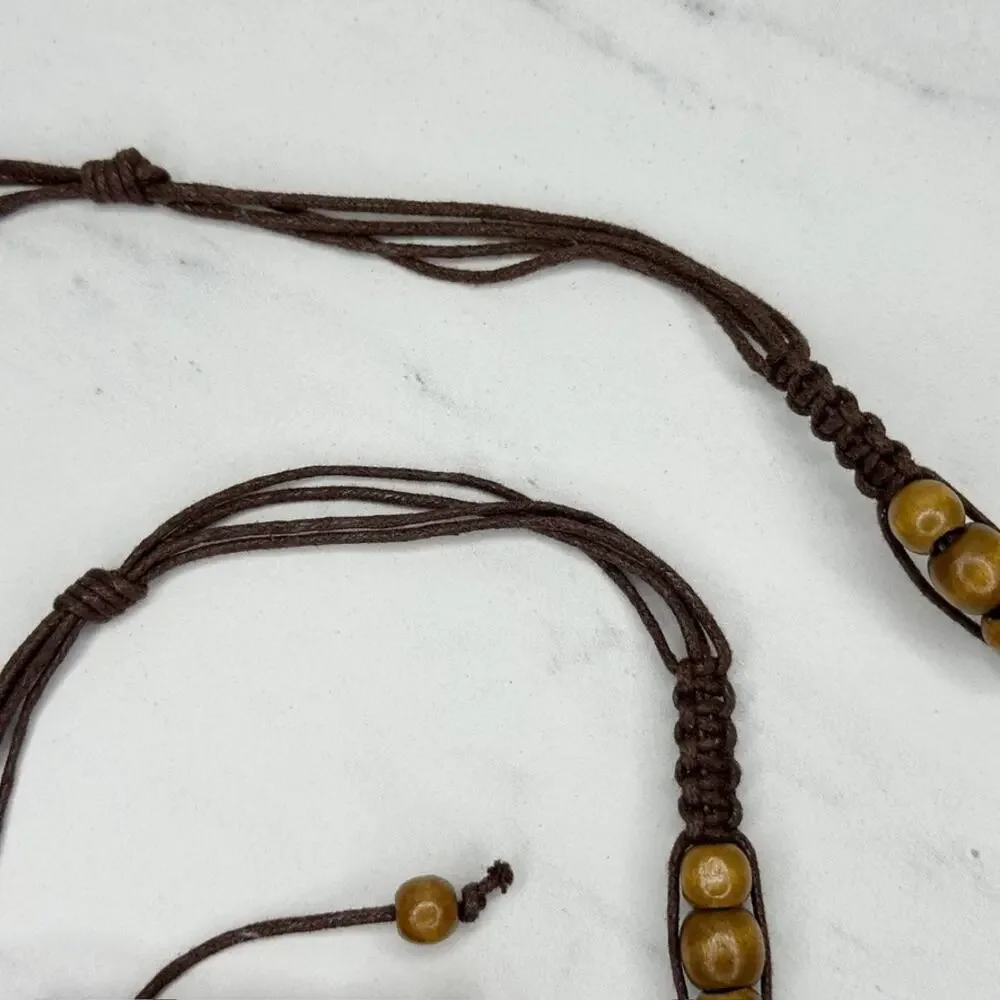 Wood Beaded Swirled Disc Tie Belt Large (L) ✨